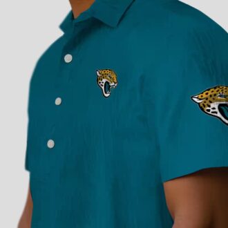 Jacksonville Jaguars Minion Teal Hawaiian Shirt, Fun Tropical Game Day Outfit