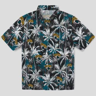 Jacksonville Jaguars Palm Pattern Hawaiian Shirt, Black Teal NFL Football Shirt