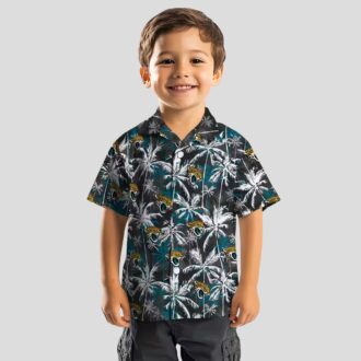 Jacksonville Jaguars Palm Pattern Hawaiian Shirt, Black Teal NFL Football Shirt