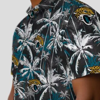 Jacksonville Jaguars Palm Pattern Hawaiian Shirt, Black Teal NFL Football Shirt