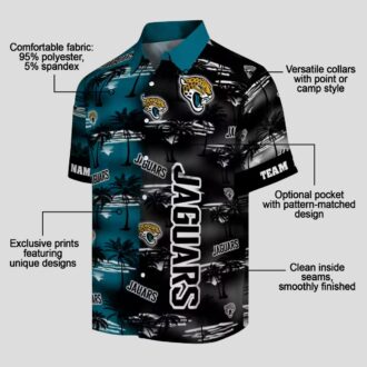 Jacksonville Jaguars Palm Silhouettes Teal Hawaiian Shirt, Custom NFL Fan Apparel