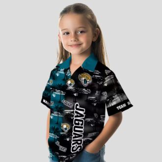 Jacksonville Jaguars Palm Silhouettes Teal Hawaiian Shirt, Custom NFL Fan Apparel