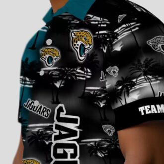 Jacksonville Jaguars Palm Silhouettes Teal Hawaiian Shirt, Custom NFL Fan Apparel