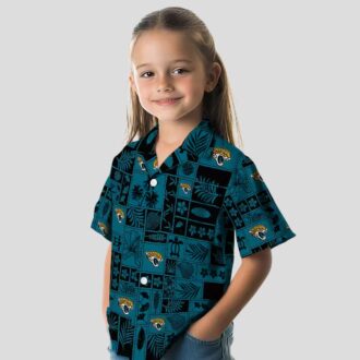 Jacksonville Jaguars Patchwork Tropical Shirt - Teal Black Hawaiian Design for NFL Fans