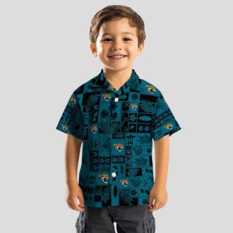 Jacksonville Jaguars Patchwork Tropical Shirt - Teal Black Hawaiian Design for NFL Fans