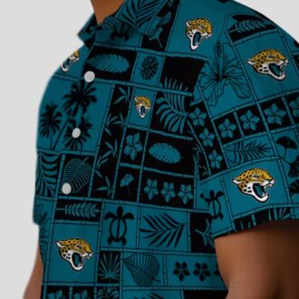 Jacksonville Jaguars Patchwork Tropical Shirt - Teal Black Hawaiian Design for NFL Fans