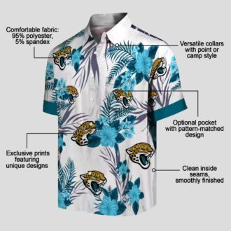 Jacksonville Jaguars Patriotic Hawaiian Shirt – Teal & White Hibiscus Design