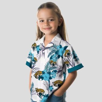 Jacksonville Jaguars Patriotic Hawaiian Shirt – Teal & White Hibiscus Design