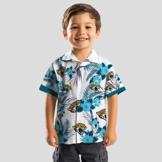 Jacksonville Jaguars Patriotic Hawaiian Shirt – Teal & White Hibiscus Design
