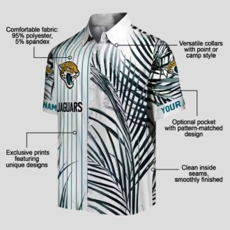 Jacksonville Jaguars Summer Hawaiian Shirt – Teal, Black & White Palm Stripes