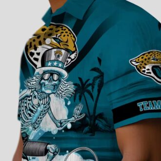 Jacksonville Jaguars Surfing Skeleton Teal Hawaiian Shirt, Custom NFL Apparel for Fans
