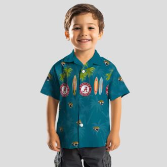 Jacksonville Jaguars Teal Hawaiian Shirt, Surfboard & Palm Tropical NFL Gear