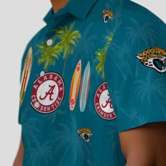 Jacksonville Jaguars Teal Hawaiian Shirt, Surfboard & Palm Tropical NFL Gear