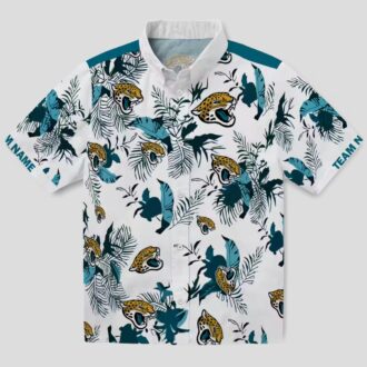 Jacksonville Jaguars Teal White Botanical Hawaiian Shirt – Custom Floral Aloha Style