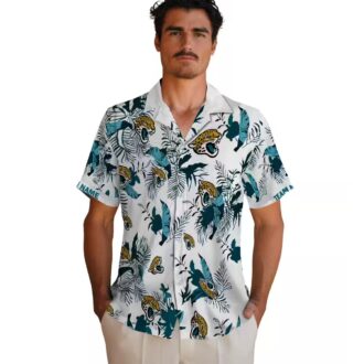Jacksonville Jaguars Teal White Botanical Hawaiian Shirt – Custom Floral Aloha Style