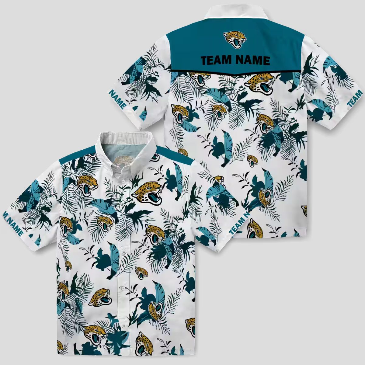 Jacksonville Jaguars Teal White Botanical Hawaiian Shirt – Custom Floral Aloha Style