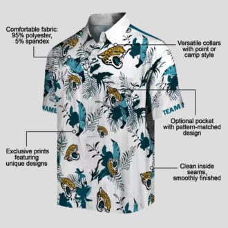 Jacksonville Jaguars Teal White Botanical Hawaiian Shirt – Custom Floral Aloha Style