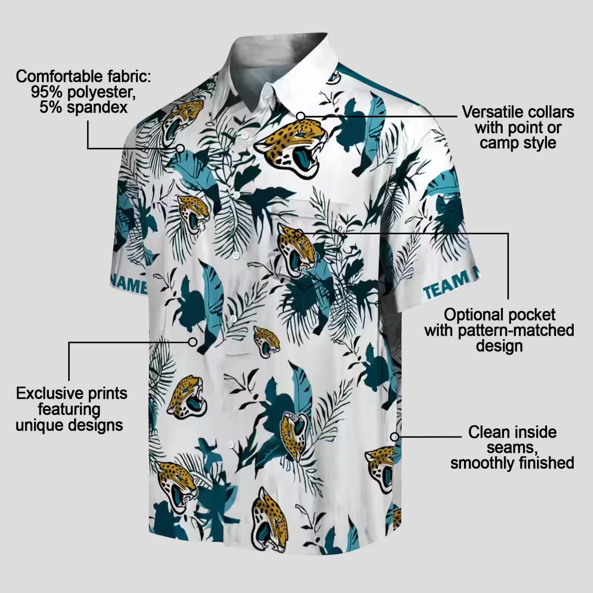 Jacksonville Jaguars Teal White Botanical Hawaiian Shirt – Custom Floral Aloha Style