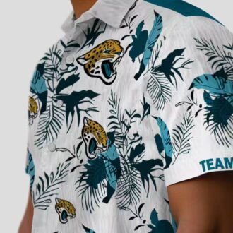 Jacksonville Jaguars Teal White Botanical Hawaiian Shirt – Custom Floral Aloha Style