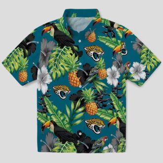 Jacksonville Jaguars Toucan Hibiscus Pineapple Shirt, Teal Green Hawaiian Aloha Shirt