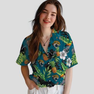 Jacksonville Jaguars Toucan Hibiscus Pineapple Shirt, Teal Green Hawaiian Aloha Shirt