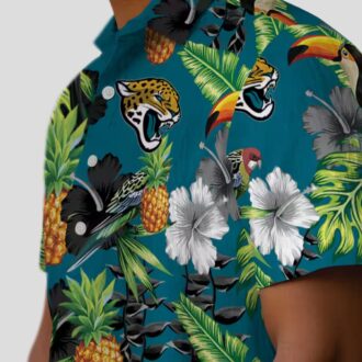 Jacksonville Jaguars Toucan Hibiscus Pineapple Shirt, Teal Green Hawaiian Aloha Shirt
