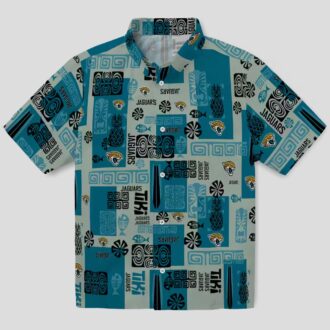 Jacksonville Jaguars Tribal Hawaiian Shirt, Teal Color & NFL Team Logo for Summer