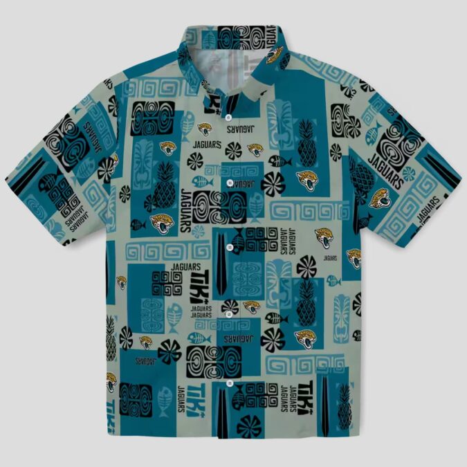 Jacksonville Jaguars Tribal Hawaiian Shirt, Teal Color & NFL Team Logo for Summer