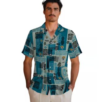 Jacksonville Jaguars Tribal Hawaiian Shirt, Teal Color & NFL Team Logo for Summer