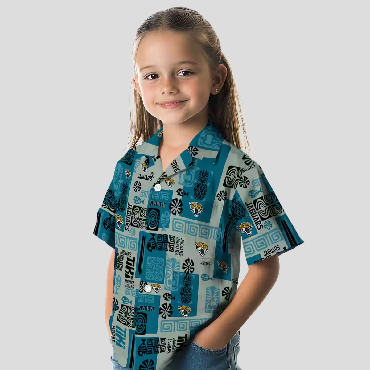 Jacksonville Jaguars Tribal Hawaiian Shirt, Teal Color & NFL Team Logo for Summer