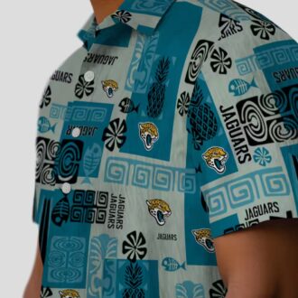 Jacksonville Jaguars Tribal Hawaiian Shirt, Teal Color & NFL Team Logo for Summer