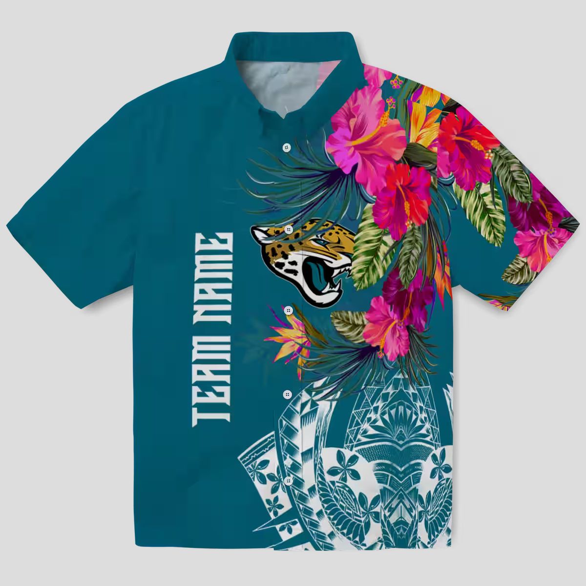 Jacksonville Jaguars Tropical Fan Shirt – Polynesian Teal Floral Hawaiian Style