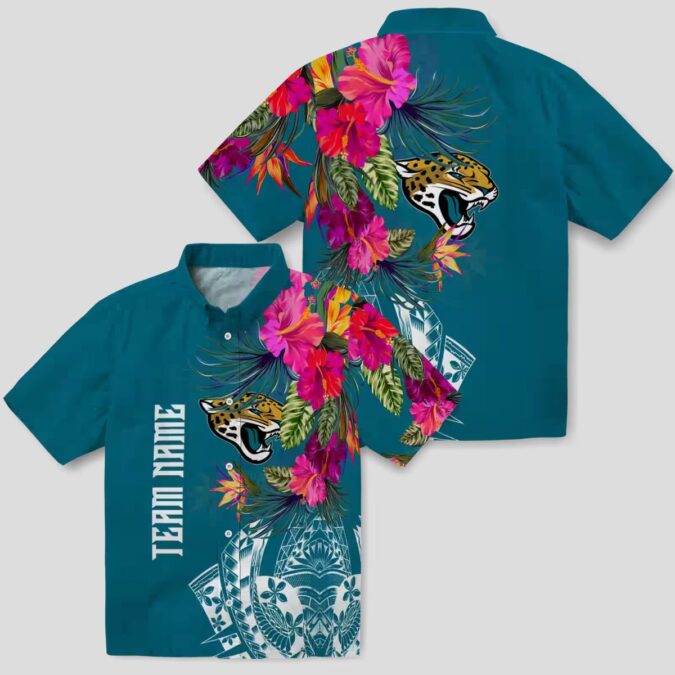 Jacksonville Jaguars Tropical Fan Shirt – Polynesian Teal Floral Hawaiian Style