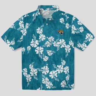 Jacksonville Jaguars Tropical Hawaiian Shirt, Teal Hibiscus Clusters Vacation Wear