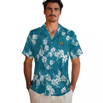 Jacksonville Jaguars Tropical Hawaiian Shirt, Teal Hibiscus Clusters Vacation Wear