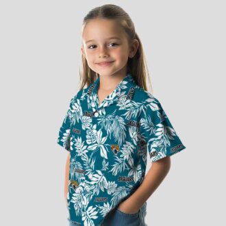 Jacksonville Jaguars Tropical Leaf Hawaiian Shirt, Teal & White NFL Shirt for Fans