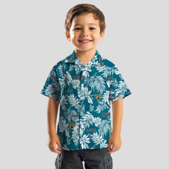 Jacksonville Jaguars Tropical Leaf Hawaiian Shirt, Teal & White NFL Shirt for Fans