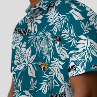 Jacksonville Jaguars Tropical Leaf Hawaiian Shirt, Teal & White NFL Shirt for Fans