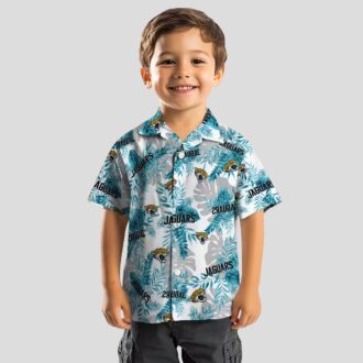 Jacksonville Jaguars Tropical Leaves Hawaiian Shirt, NFL Teal & White Shirt for Summer