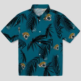 Jacksonville Jaguars Tropical Teal Hawaiian Shirt, Palm Leaf Print Button Up