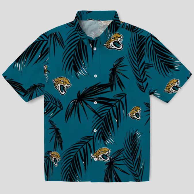Jacksonville Jaguars Tropical Teal Hawaiian Shirt, Palm Leaf Print Button Up