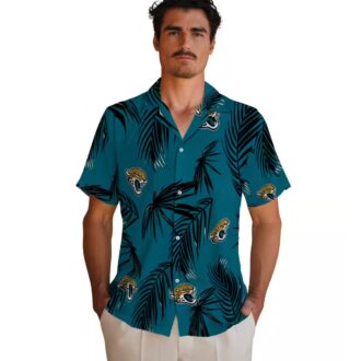 Jacksonville Jaguars Tropical Teal Hawaiian Shirt, Palm Leaf Print Button Up