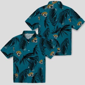 Jacksonville Jaguars Tropical Teal Hawaiian Shirt, Palm Leaf Print Button Up