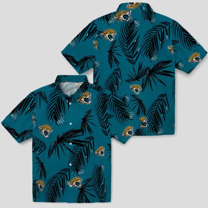 Jacksonville Jaguars Tropical Teal Hawaiian Shirt, Palm Leaf Print Button Up