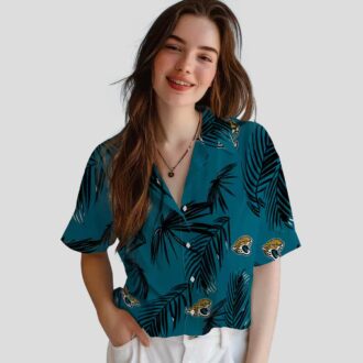 Jacksonville Jaguars Tropical Teal Hawaiian Shirt, Palm Leaf Print Button Up