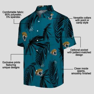 Jacksonville Jaguars Tropical Teal Hawaiian Shirt, Palm Leaf Print Button Up
