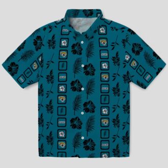 Limited Edition Jacksonville Jaguars Hawaiian Shirt – Teal Framed Floral Print