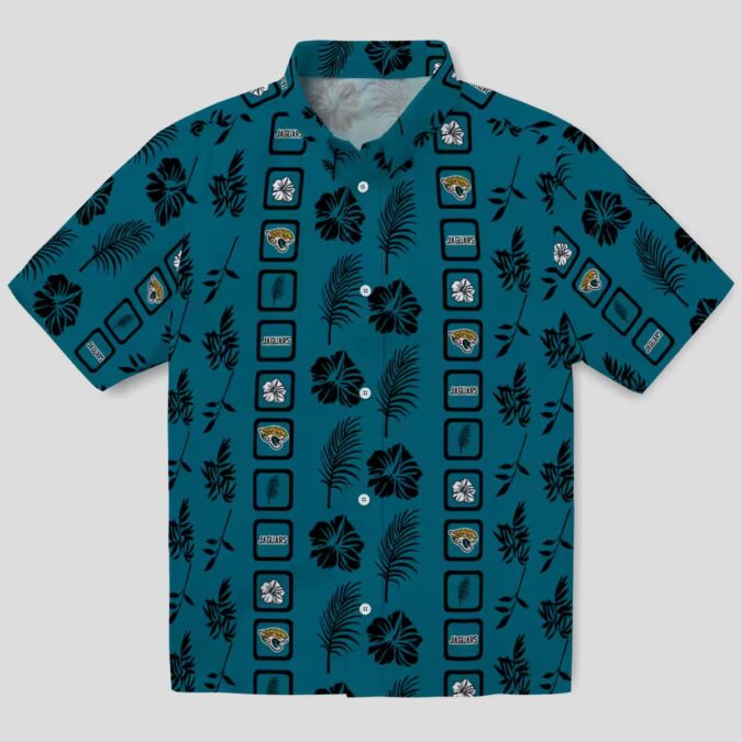 Limited Edition Jacksonville Jaguars Hawaiian Shirt – Teal Framed Floral Print