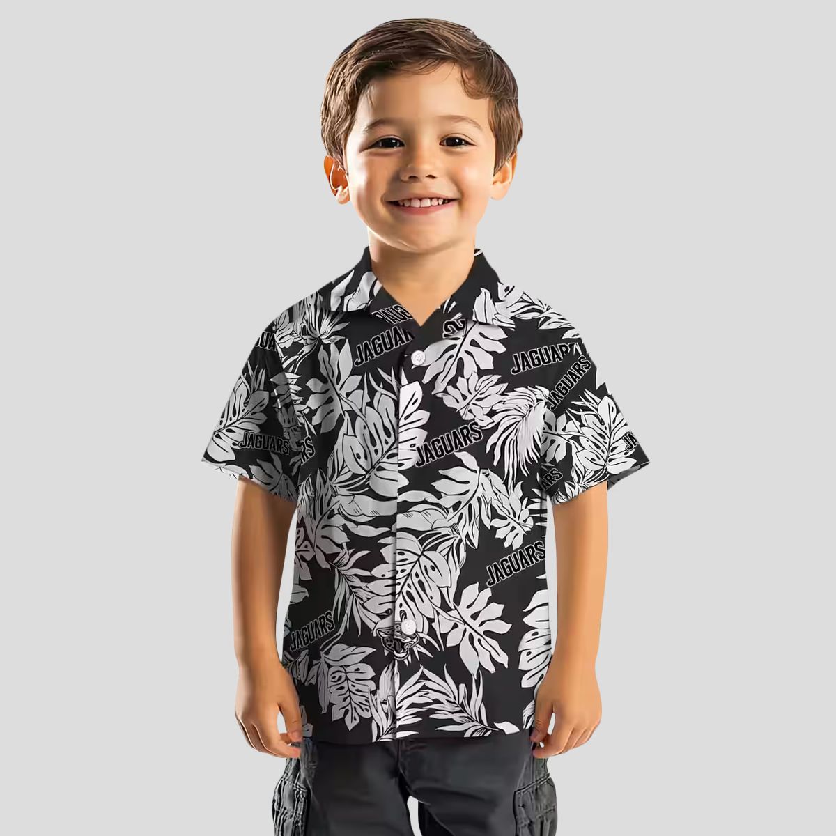 NFL Fans Jacksonville Jaguars Hawaiian Shirt, Monstera Leaf Black Aloha Shirt