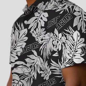 NFL Fans Jacksonville Jaguars Hawaiian Shirt, Monstera Leaf Black Aloha Shirt